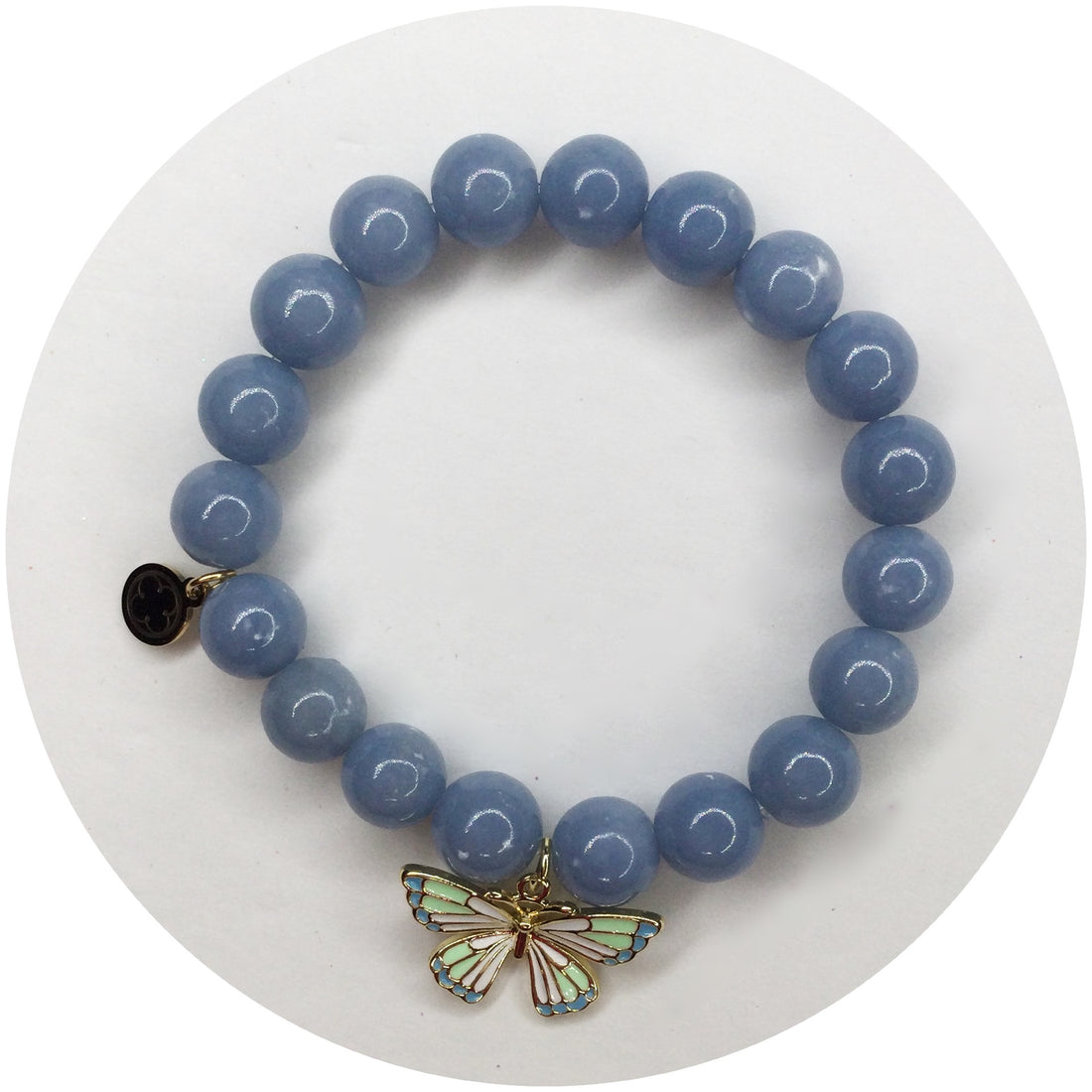 Angelite with Camellia Green Butterfly Pendant