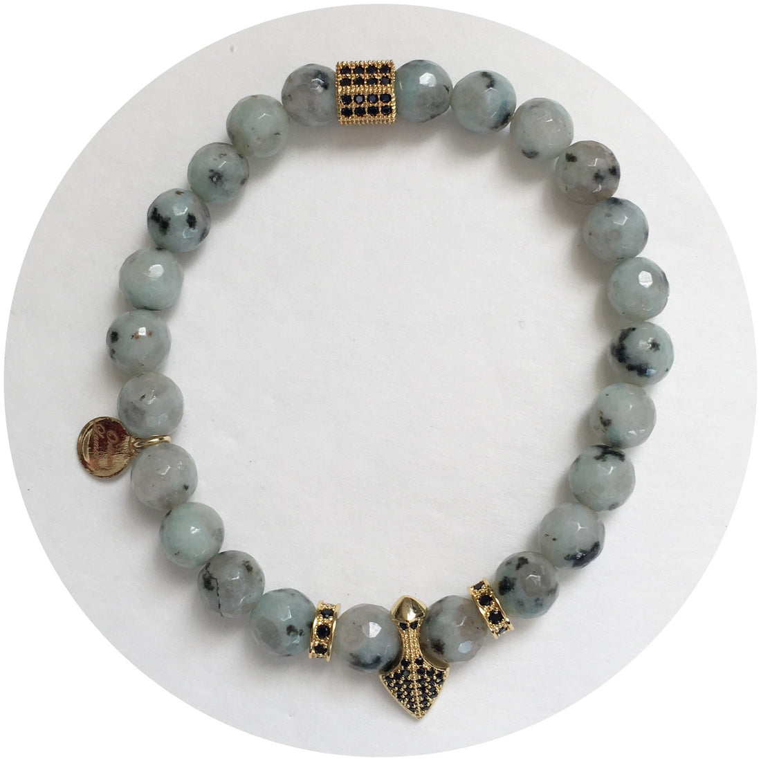 Nate B. Mens Kiwi Jasper Pavè Shield of Honor - Oriana Lamarca LLC