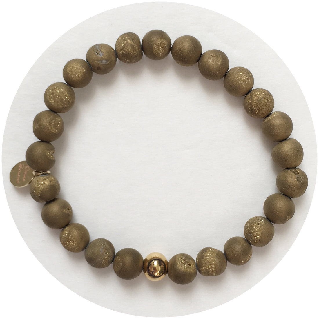 Mens Matte Gold Druzy with Gold Accent - Oriana Lamarca LLC