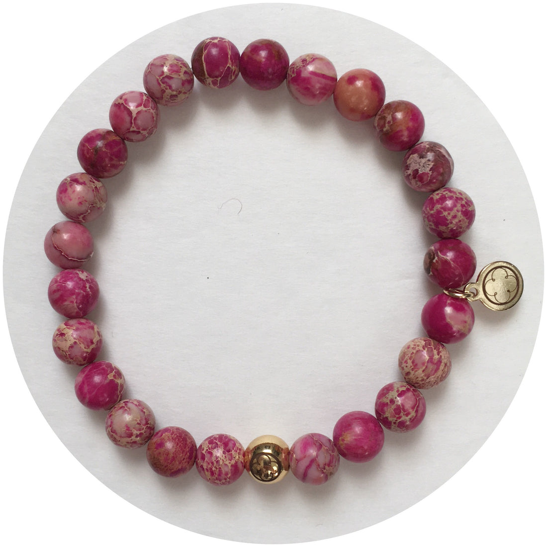 Mens Pink Imperial Jasper with Gold Accent - Oriana Lamarca LLC