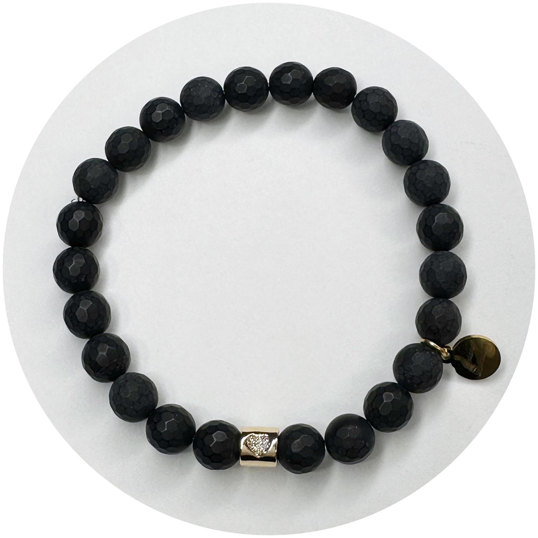 Mens Matte Black Onyx with Pavé Heart