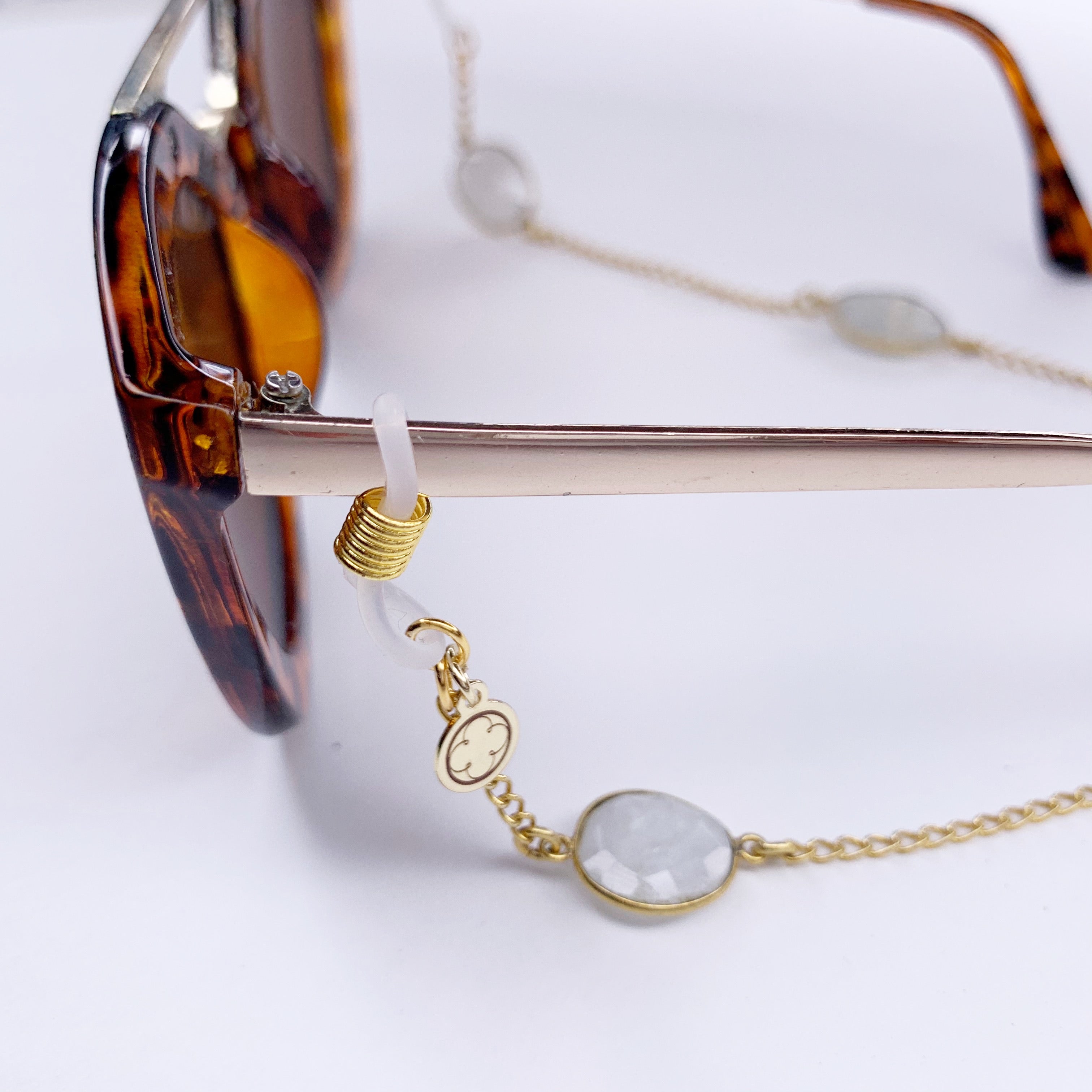 Turquoise Gold Bezel Glasses Strap