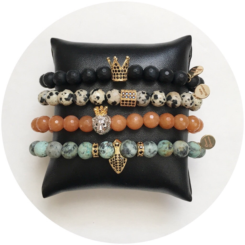 Nate B. Mens Brown Aventurine Pavè Lion - Oriana Lamarca LLC
