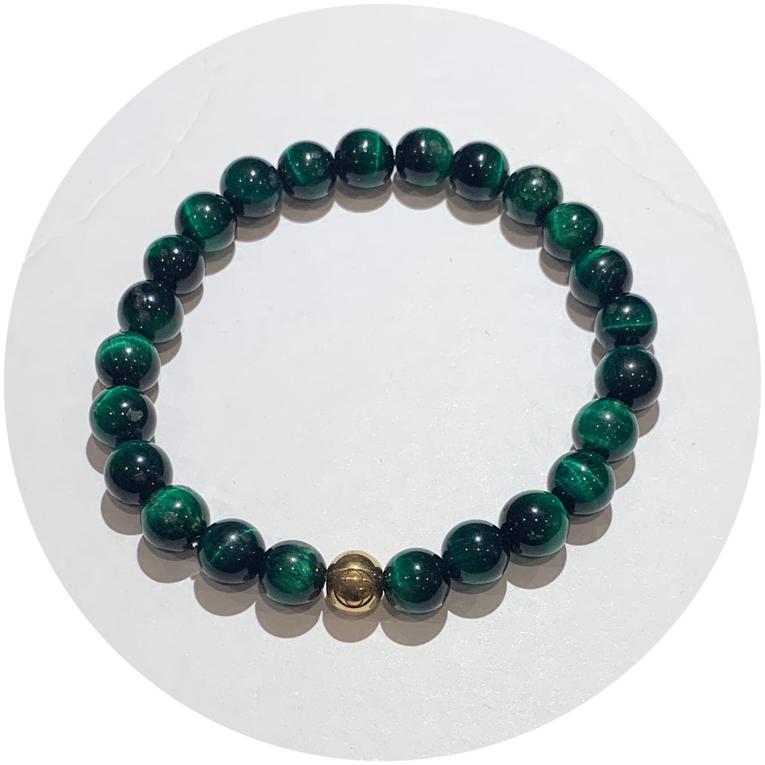 Mens Green Tiger Eye with Gold Accent - Oriana Lamarca LLC