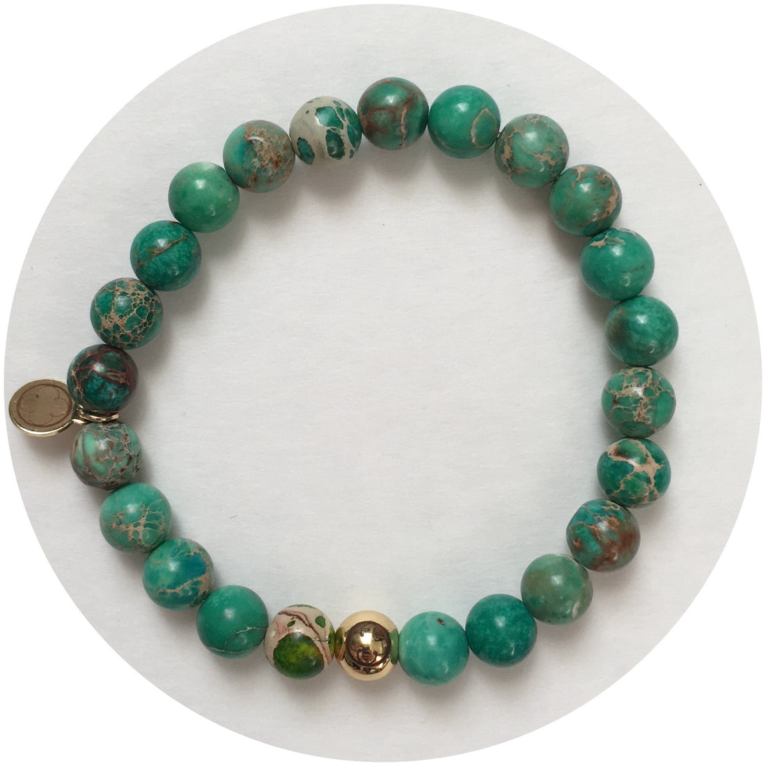 Mens Green Imperial Jasper with Gold Accent - Oriana Lamarca LLC