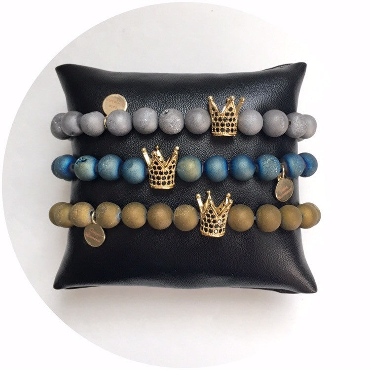Nate B. Mens Gold Druzy with Pavè Royalty Crown - Oriana Lamarca LLC