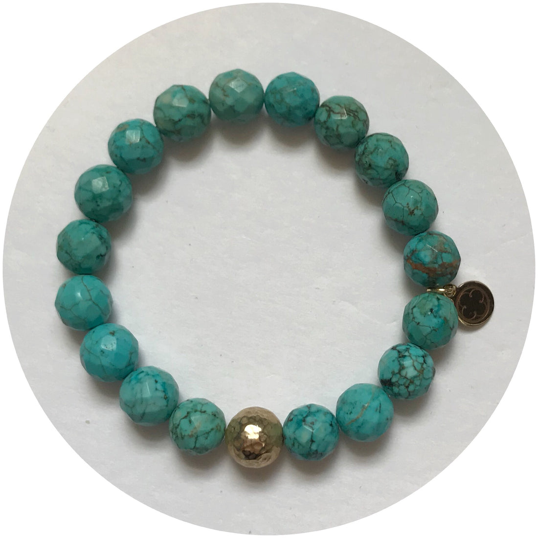 Green Turquoise with Hammered Gold Accent - Oriana Lamarca LLC