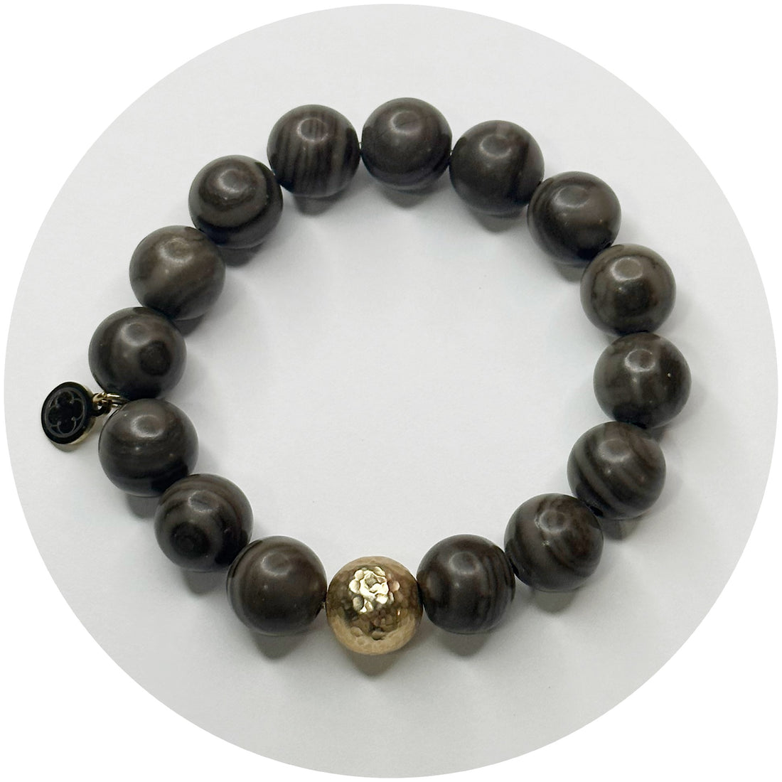 Mocha Agate with Hammered Gold Accent