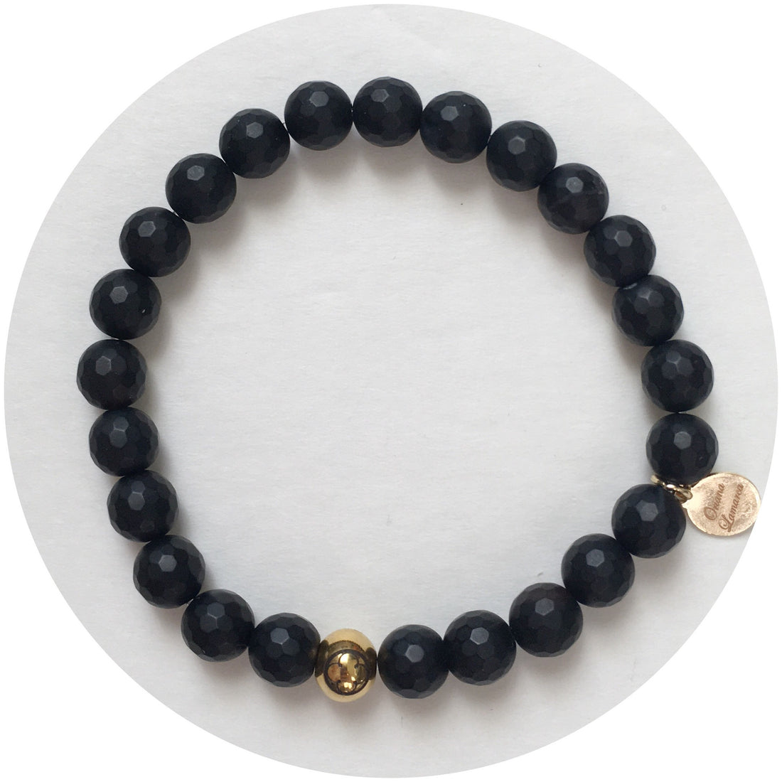 Mens Matte Black Onyx with Gold Accent - Oriana Lamarca LLC