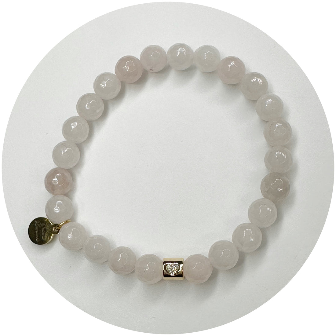 Mens Rose Quartz with Pavé Heart