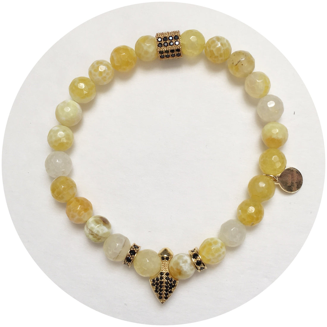 Nate B. Mens Yellow Agate Pavè Shield of Honor - Oriana Lamarca LLC