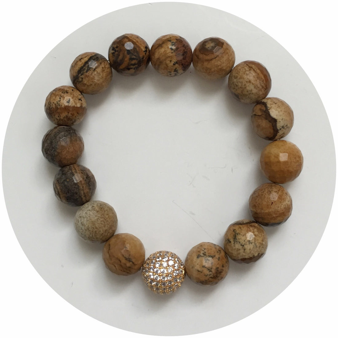 Picture Jasper with Micro Pavé Gold - Oriana Lamarca LLC