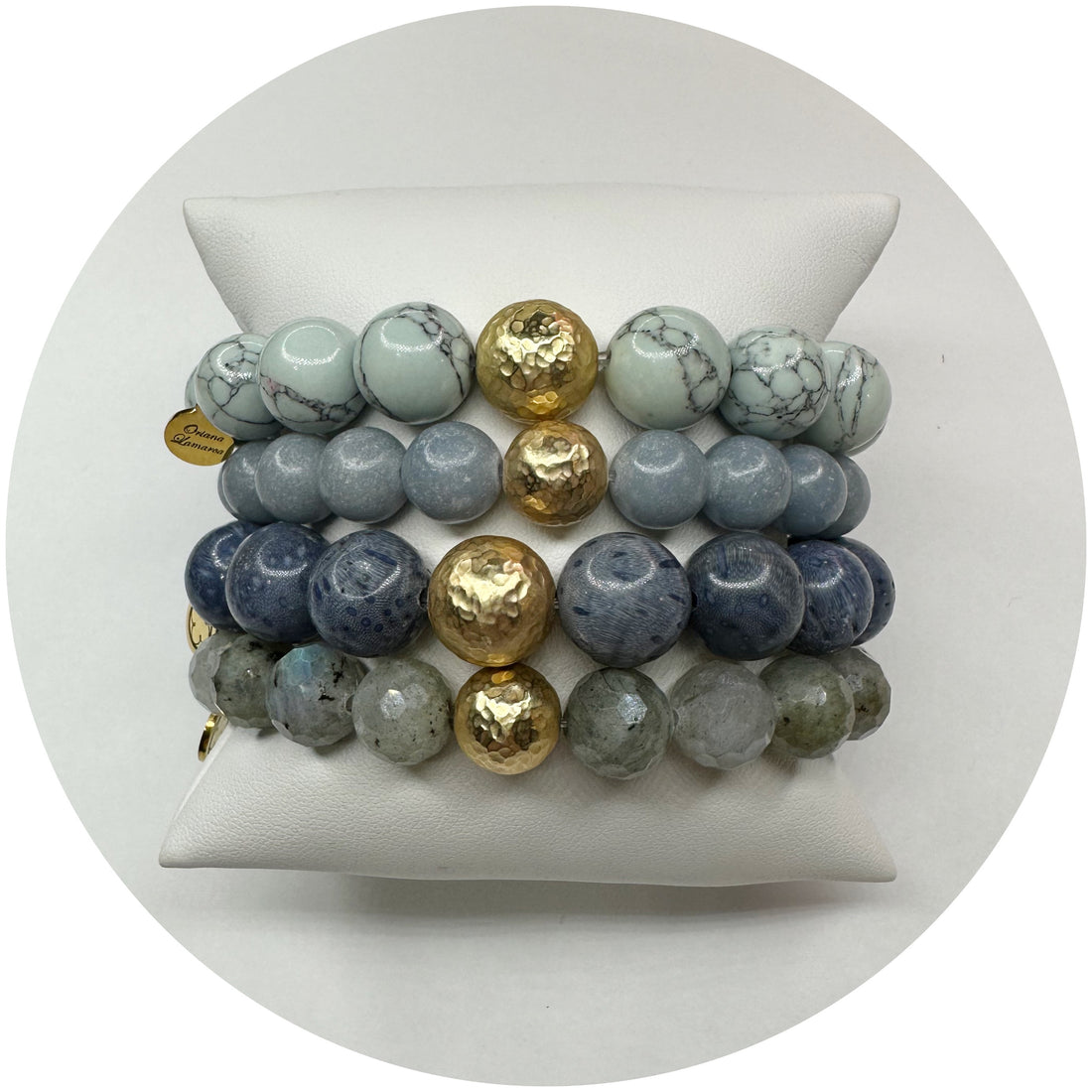 Sky Blue Howlite with Hammered Gold Accent