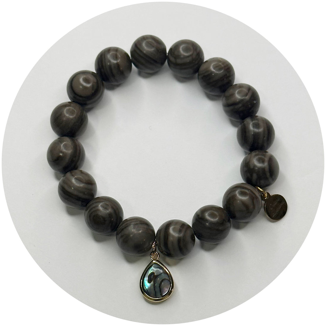 Mocha Agate with Abalone Teardrop Pendant