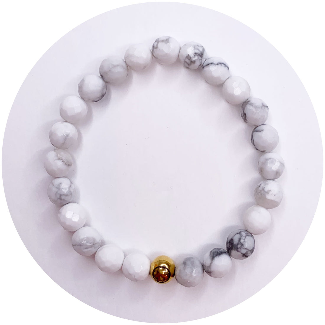 Mens White Howlite with Gold Accent - Oriana Lamarca LLC