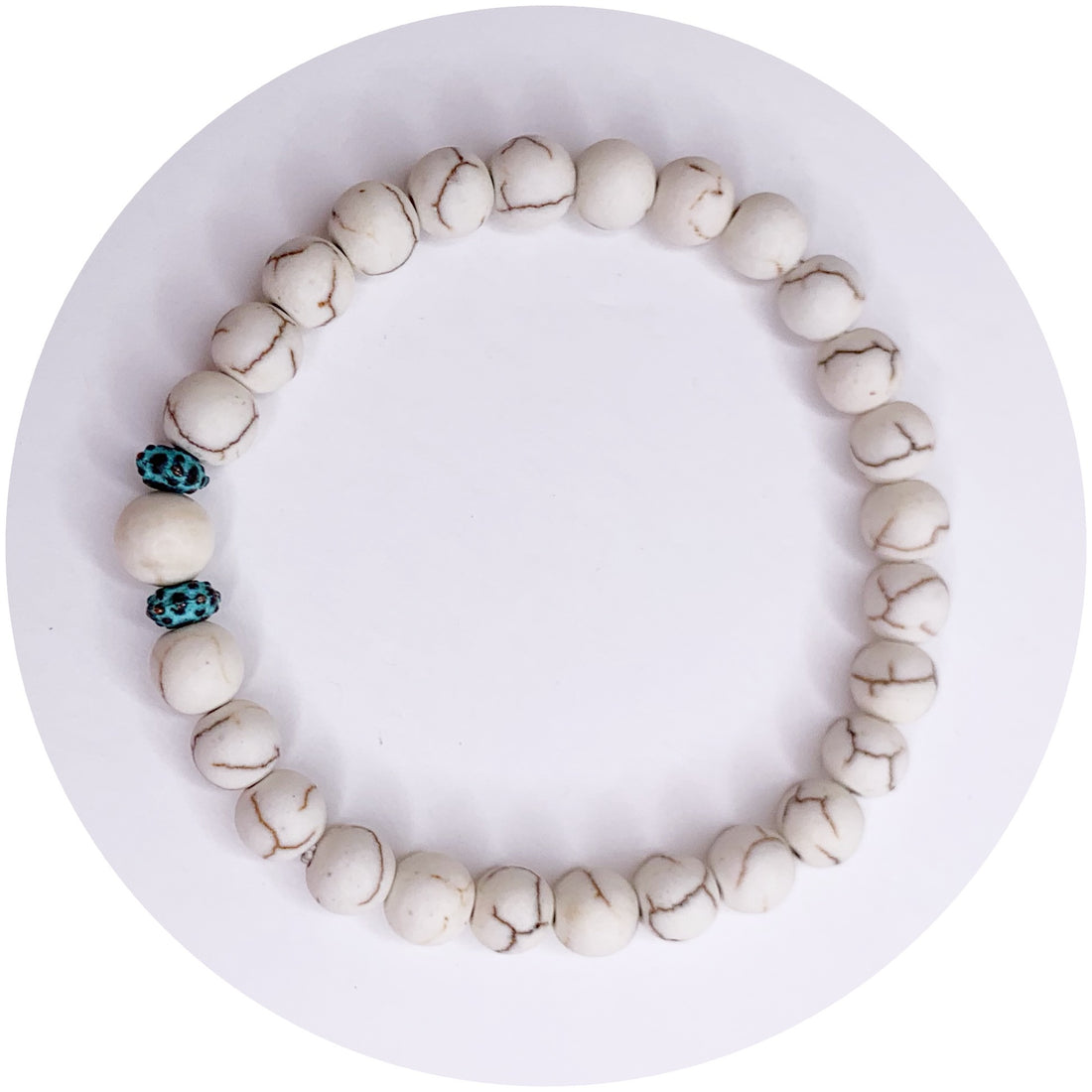 Mens White Magnesite with Verdigris Urchin Accents - Oriana Lamarca LLC