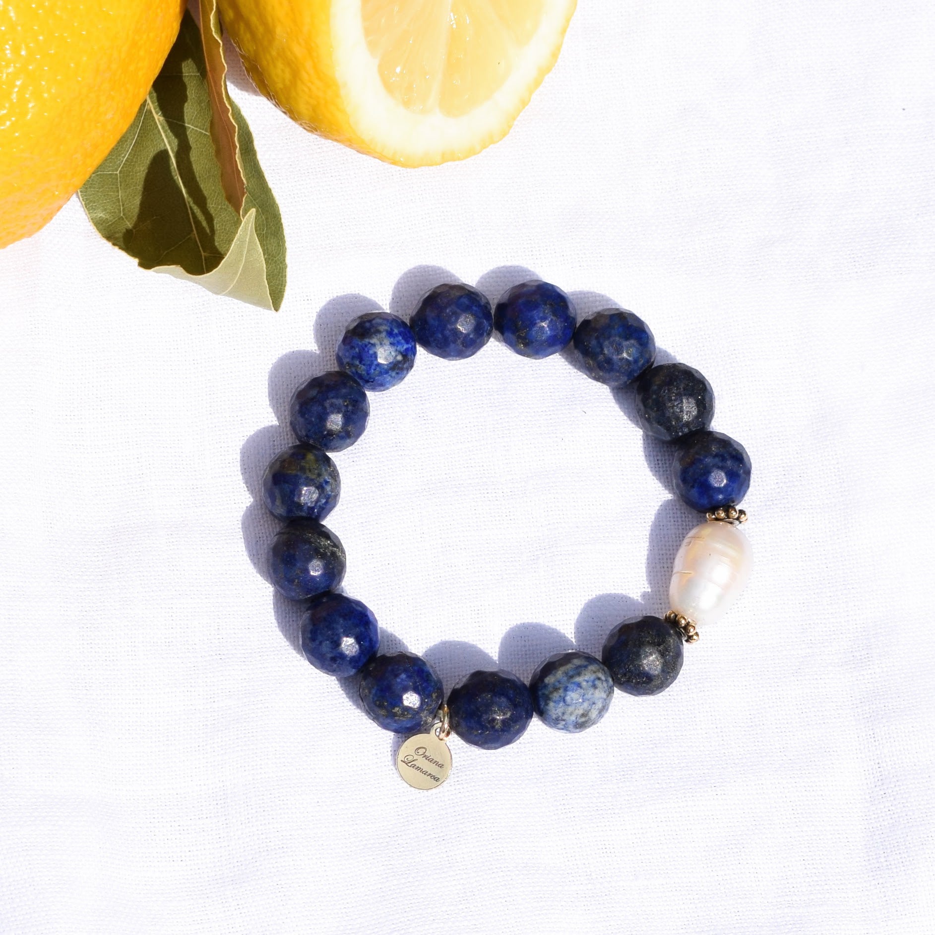 Lapis with Freshwater Pearl - Oriana Lamarca LLC