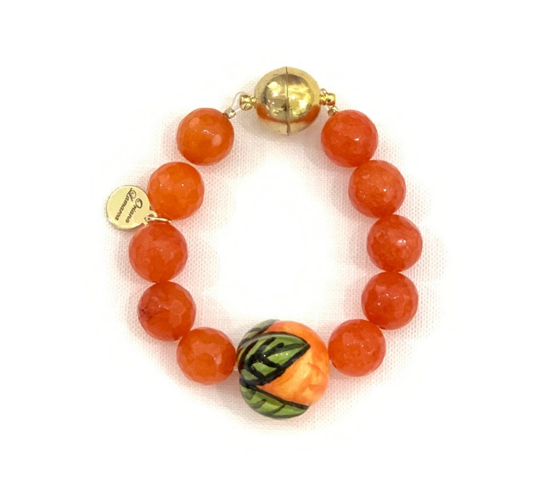 Orange Jade with Handpainted Orange Wine Glass Marker & Napkin Ring - Oriana Lamarca LLC