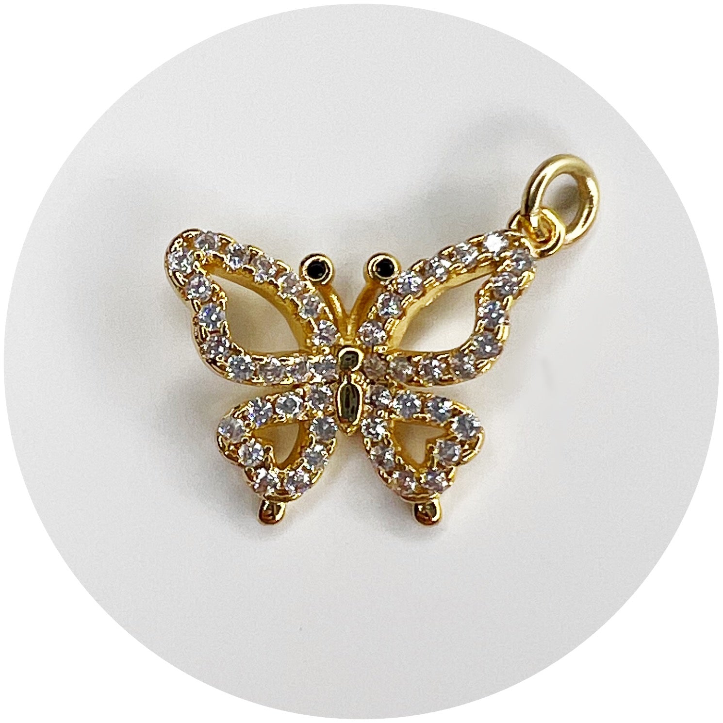 Gold Plated Brass Pavé Butterfly Pendant