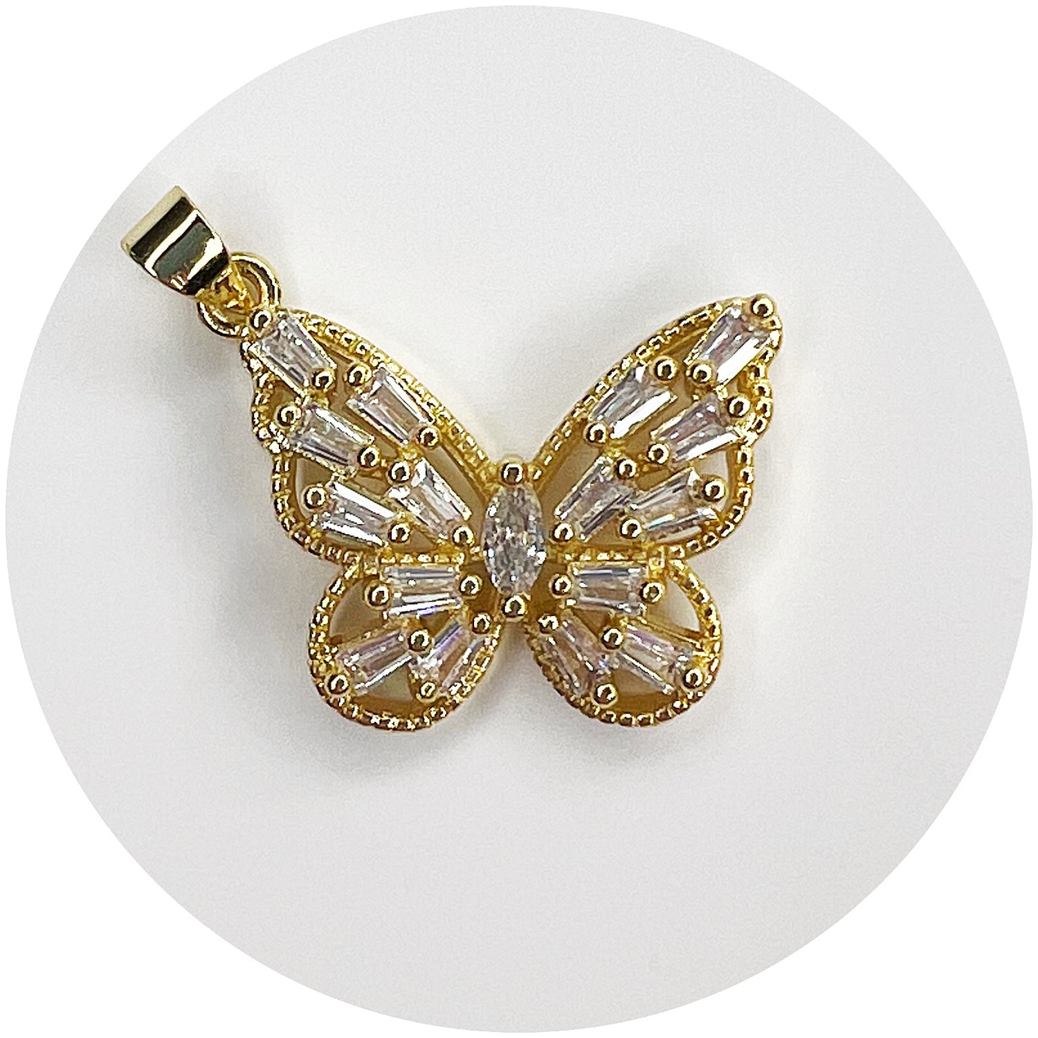 CZ Gold Plated Butterfly Pendant
