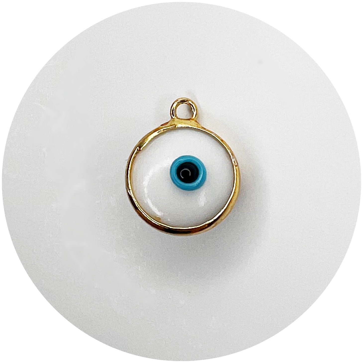 White Glass Evil Eye Pendant