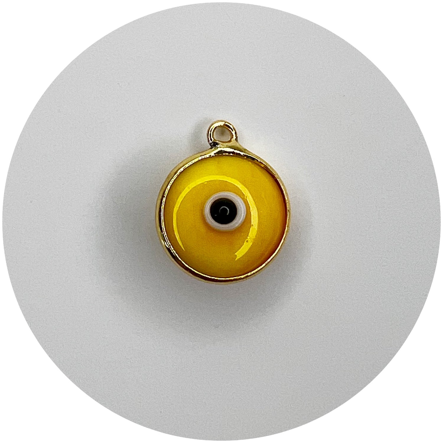 Yellow Glass Evil Eye Pendant
