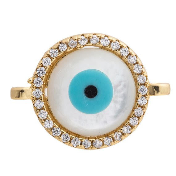 Mother of Pearl Pavé Round Eye Connector