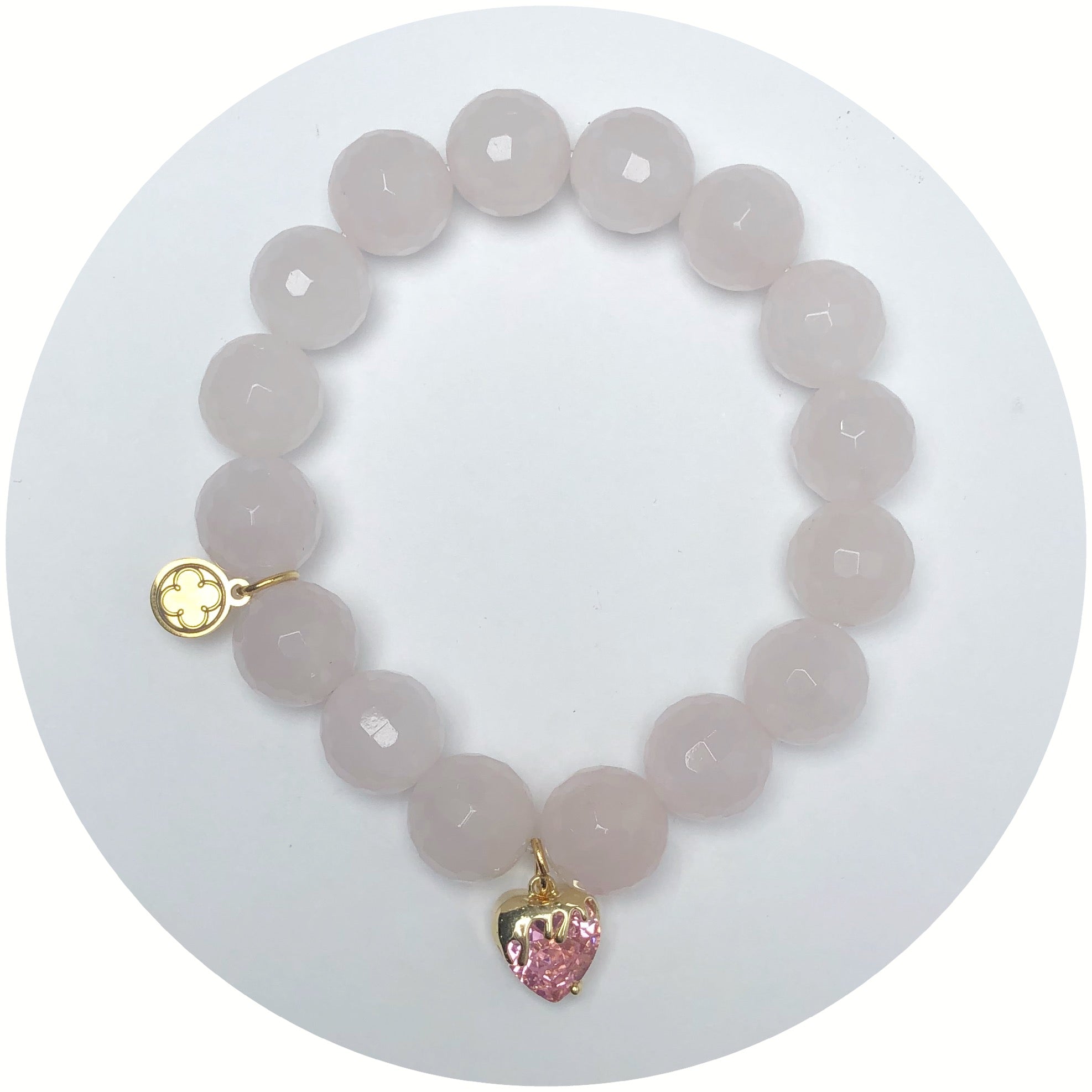 LIMITED EDITION Rose Quartz with Pink Drip Heart Pendant