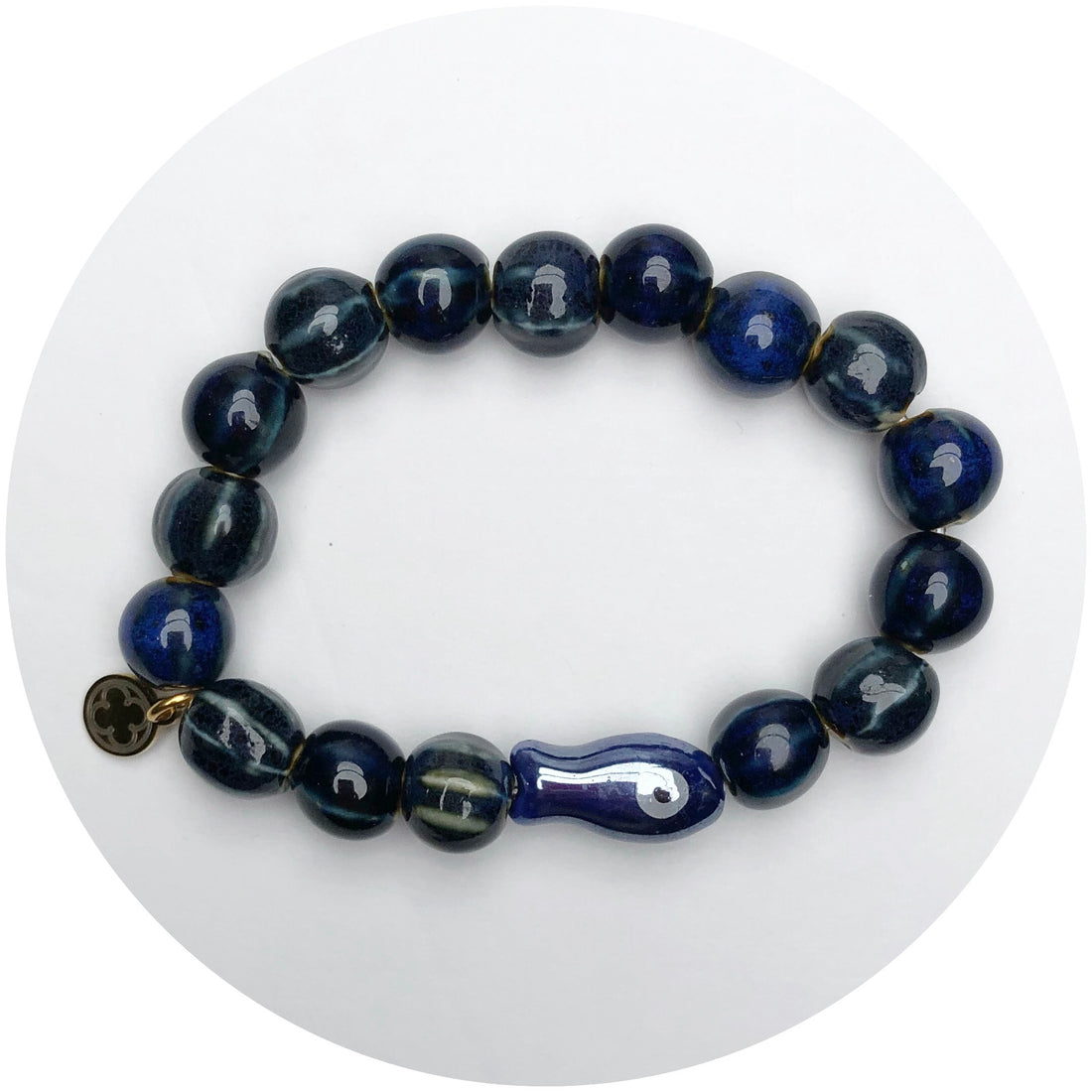 Galactic Striped Ceramic Bead with Ceramic Fish Spacer