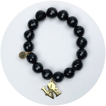 LIMITED EDITION Black Onyx with  Square Love Pendant