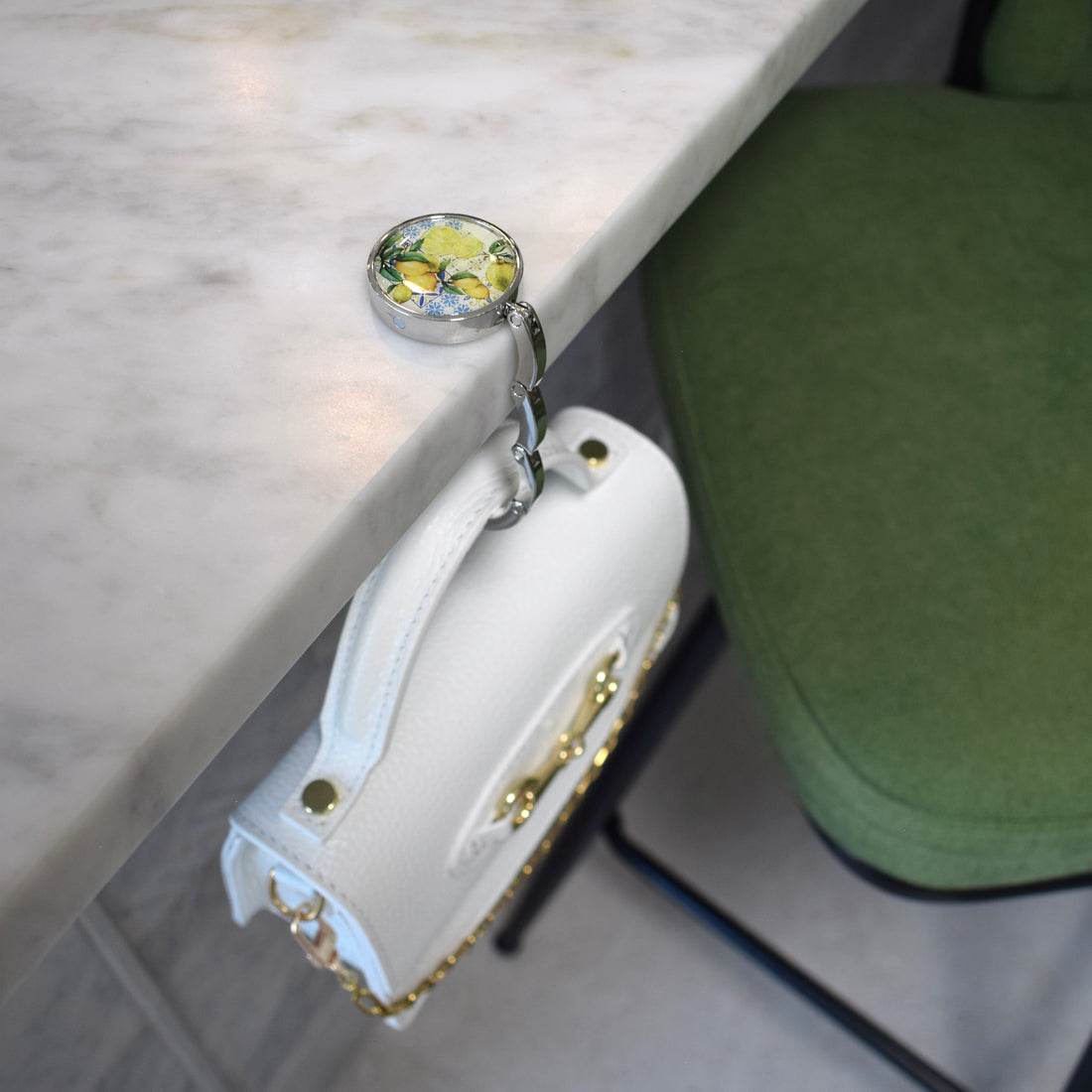 Foldable Lemon Maiolica Purse Hook