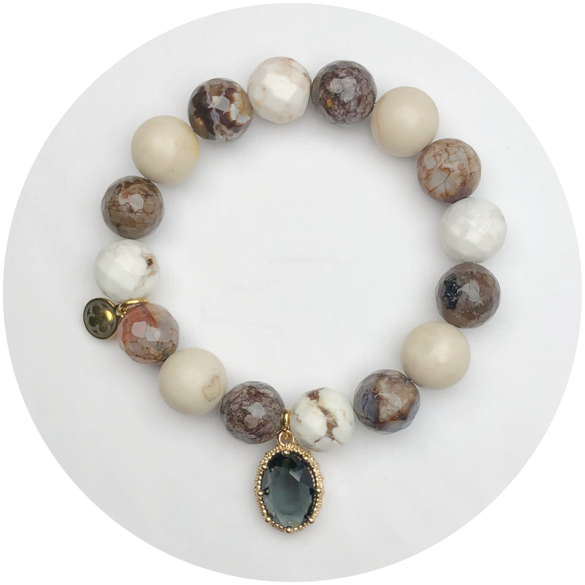 Mixed Creamy Walnut with Pewter Topaz Pendant
