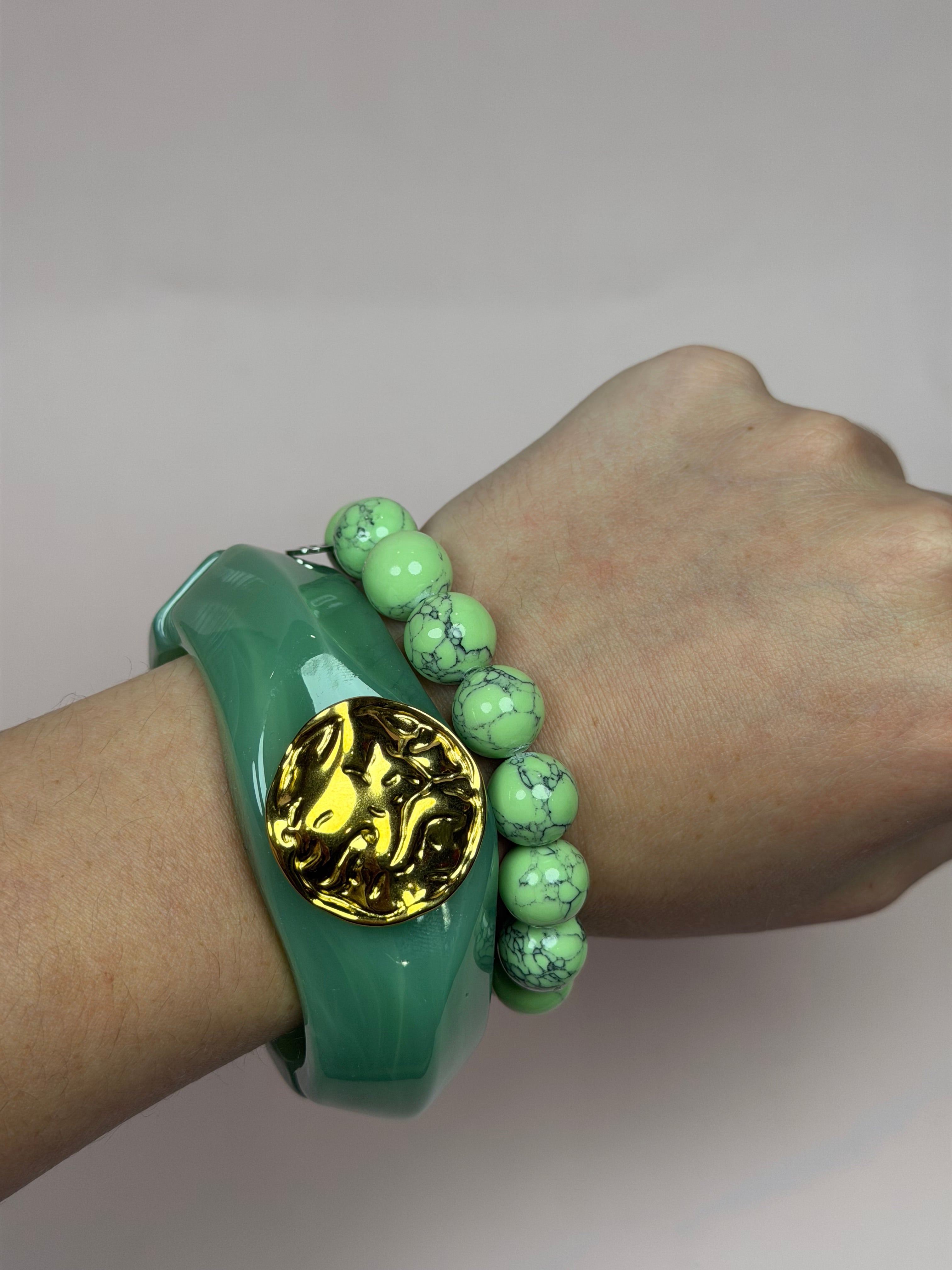 Giada Amazonite Acrylic Hinged Bangle – Oriana Lamarca Designs