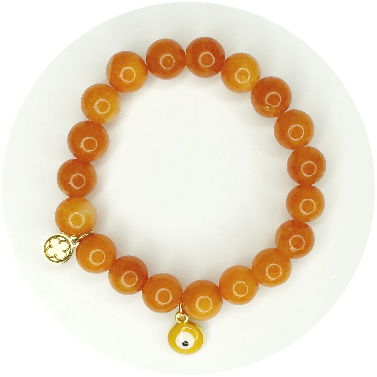Citrus Melon Jade with Orange Evil Eye Pendant