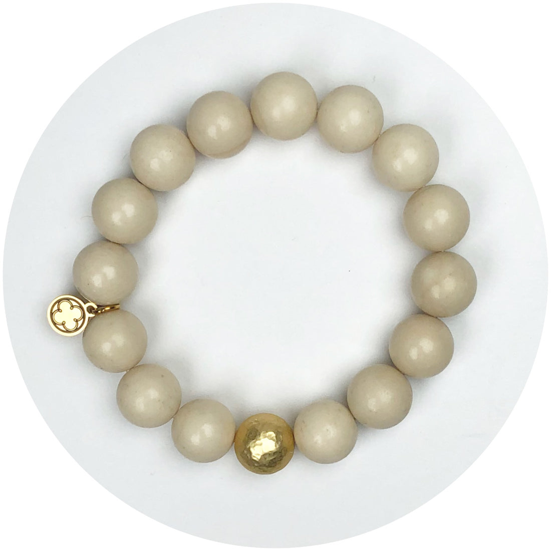 Beige Riverstone with Hammered Gold Accent