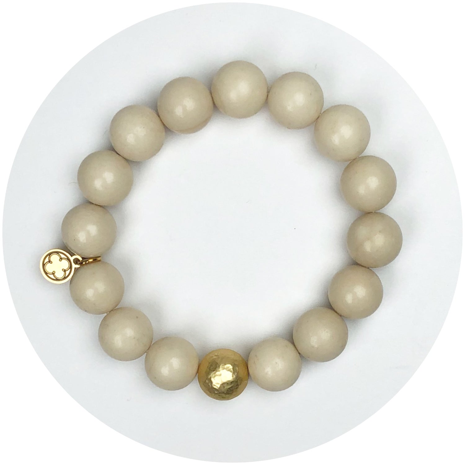 Beige Riverstone with Hammered Gold Accent