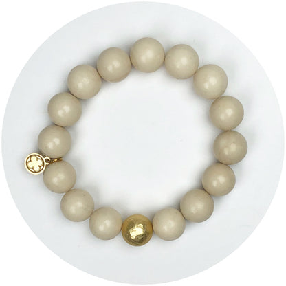 Beige Riverstone with Hammered Gold Accent