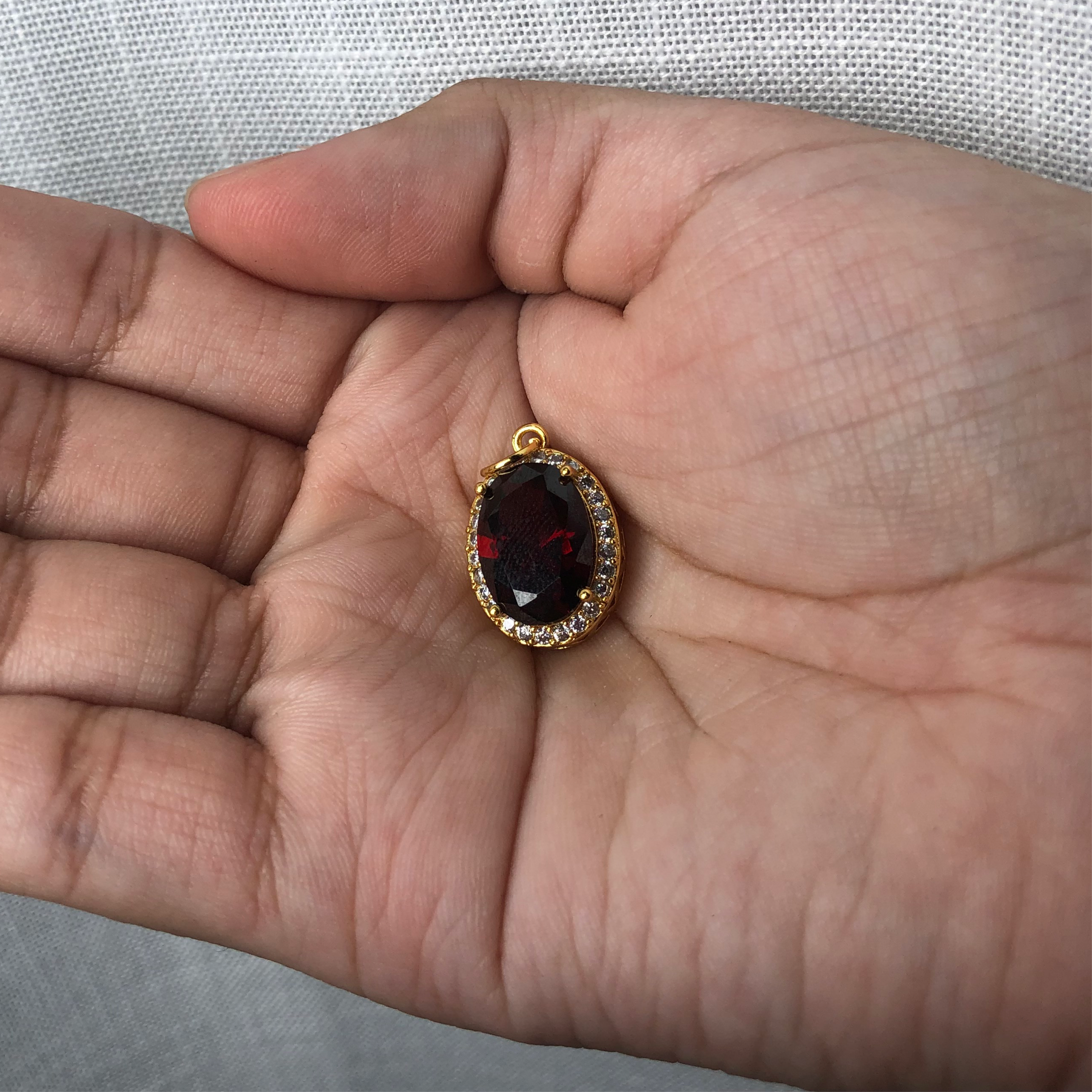 Pavé Red Garnet Hidden Gem Pendant