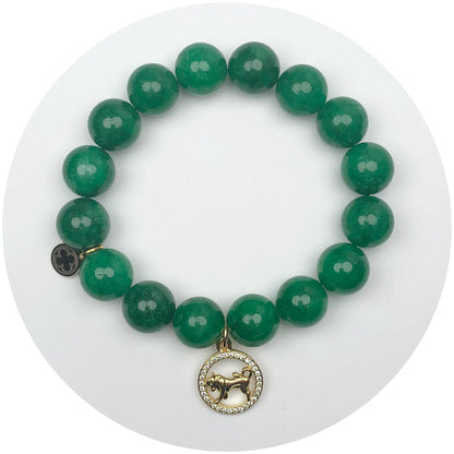 Emerald Jade with Taurus Zodiac Pendant