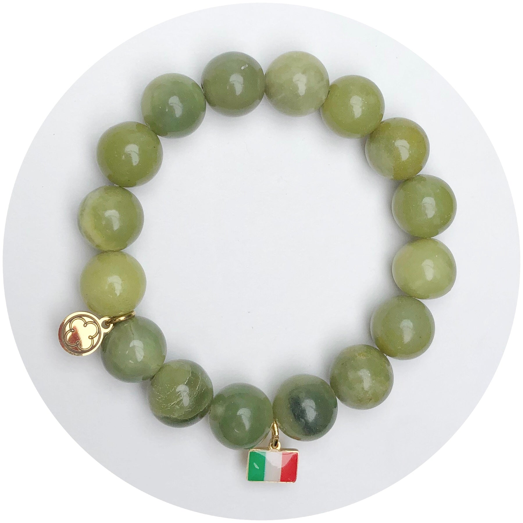 Pear Green Jade with Italian Flag Pendant