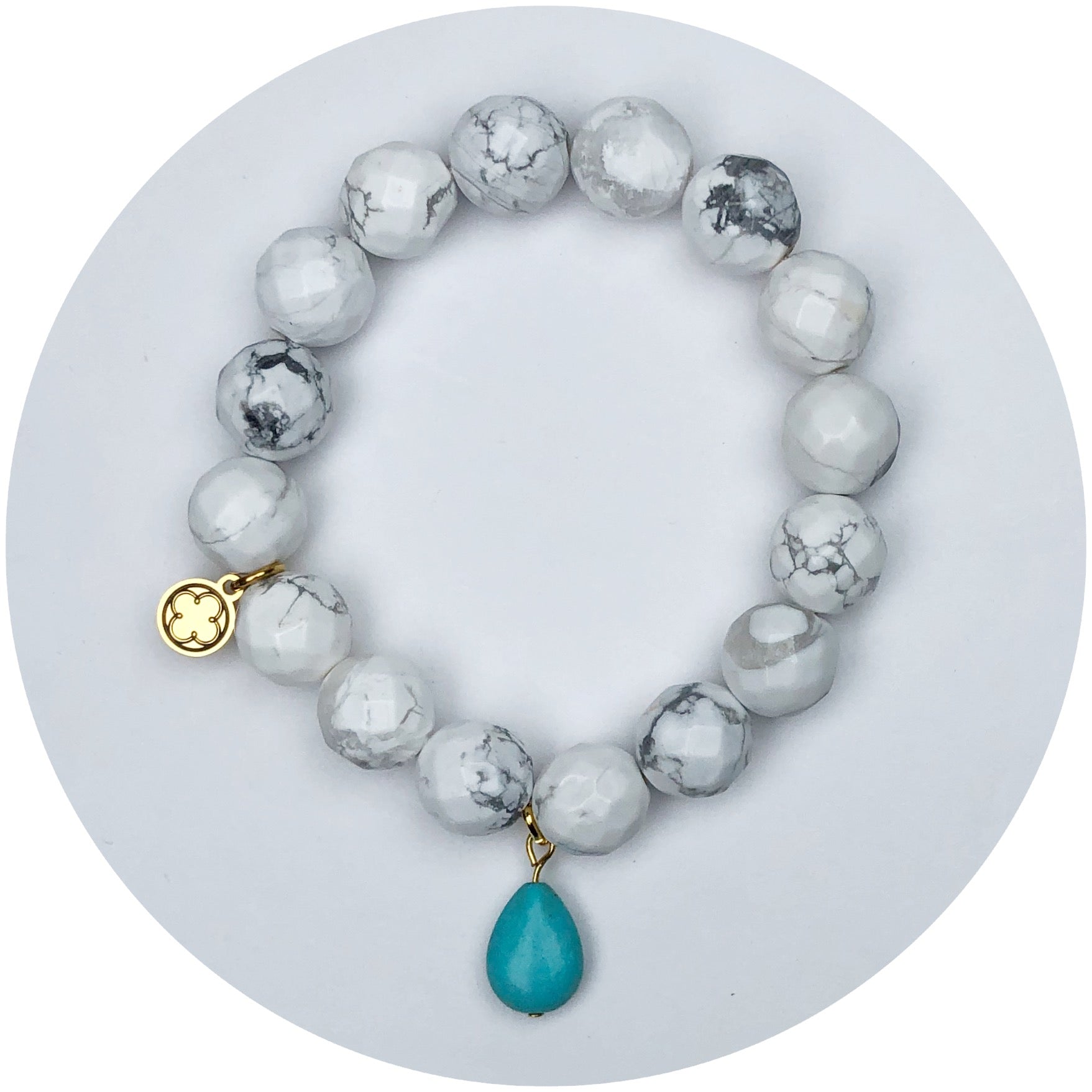 Phantom White Agate with Turquoise Teardrop Pendant