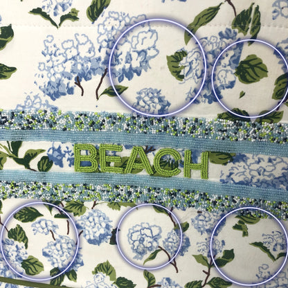 Bianca Blue Hydrangea Beaded &quot;Beach&quot; Bag