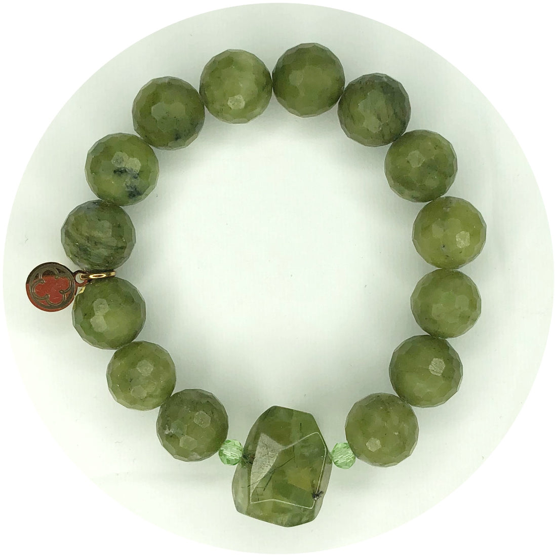 Dusty Olive Stone with Moss Jade Nugget