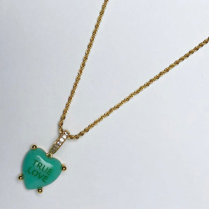 Green &quot;True Love&quot; Candy Heart Necklace