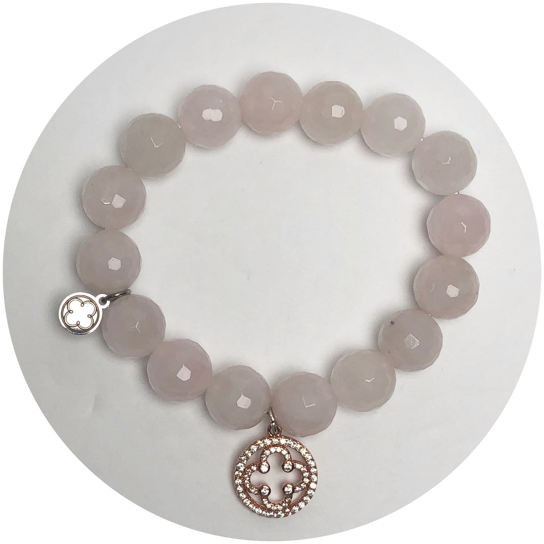 Rose Quartz with Pavé Rose Gold Lotus Pendant