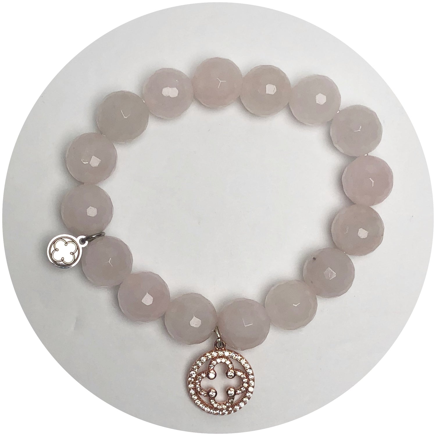 Rose Quartz with Pavé Rose Gold Lotus Pendant