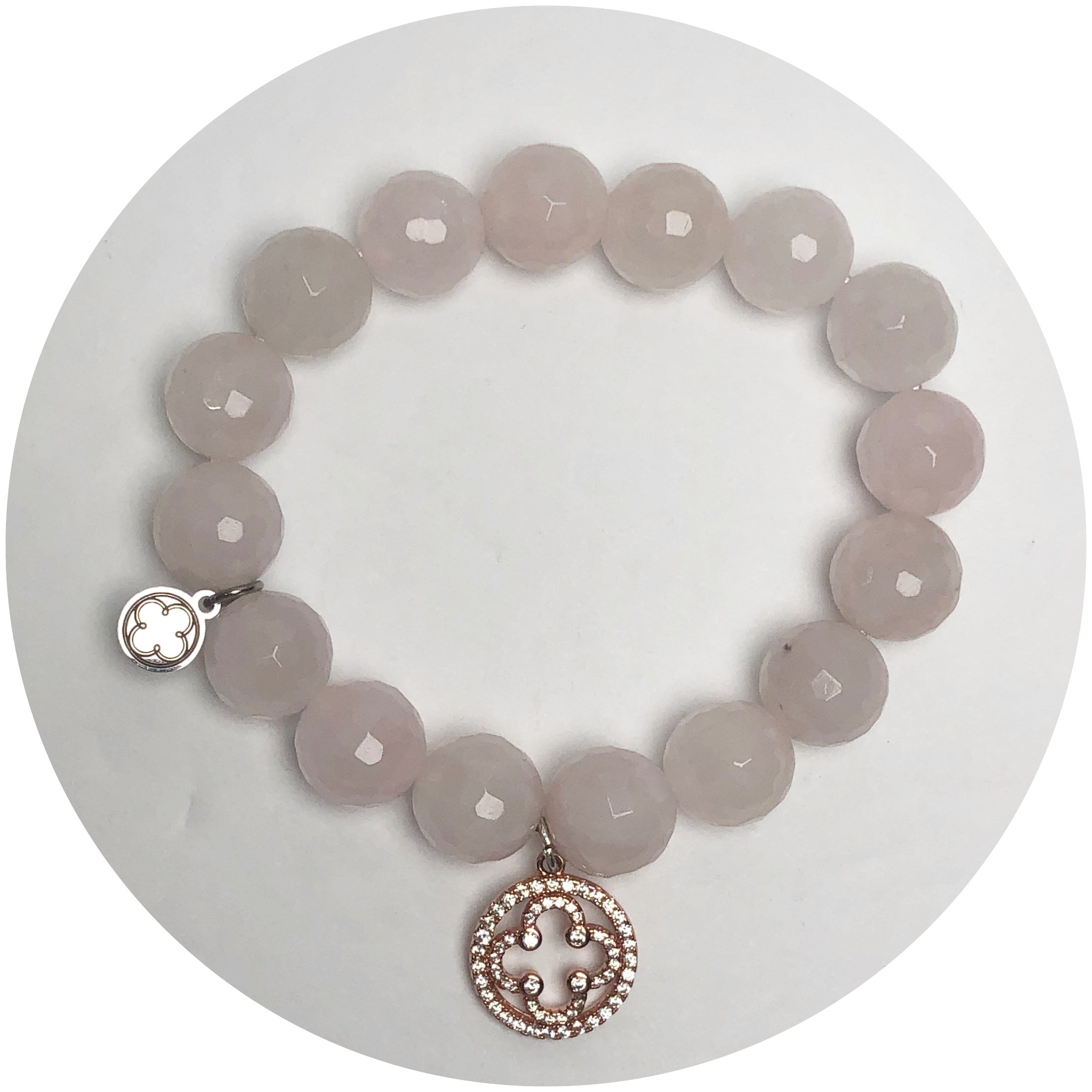 Rose Quartz with Pavé Rose Gold Lotus Pendant