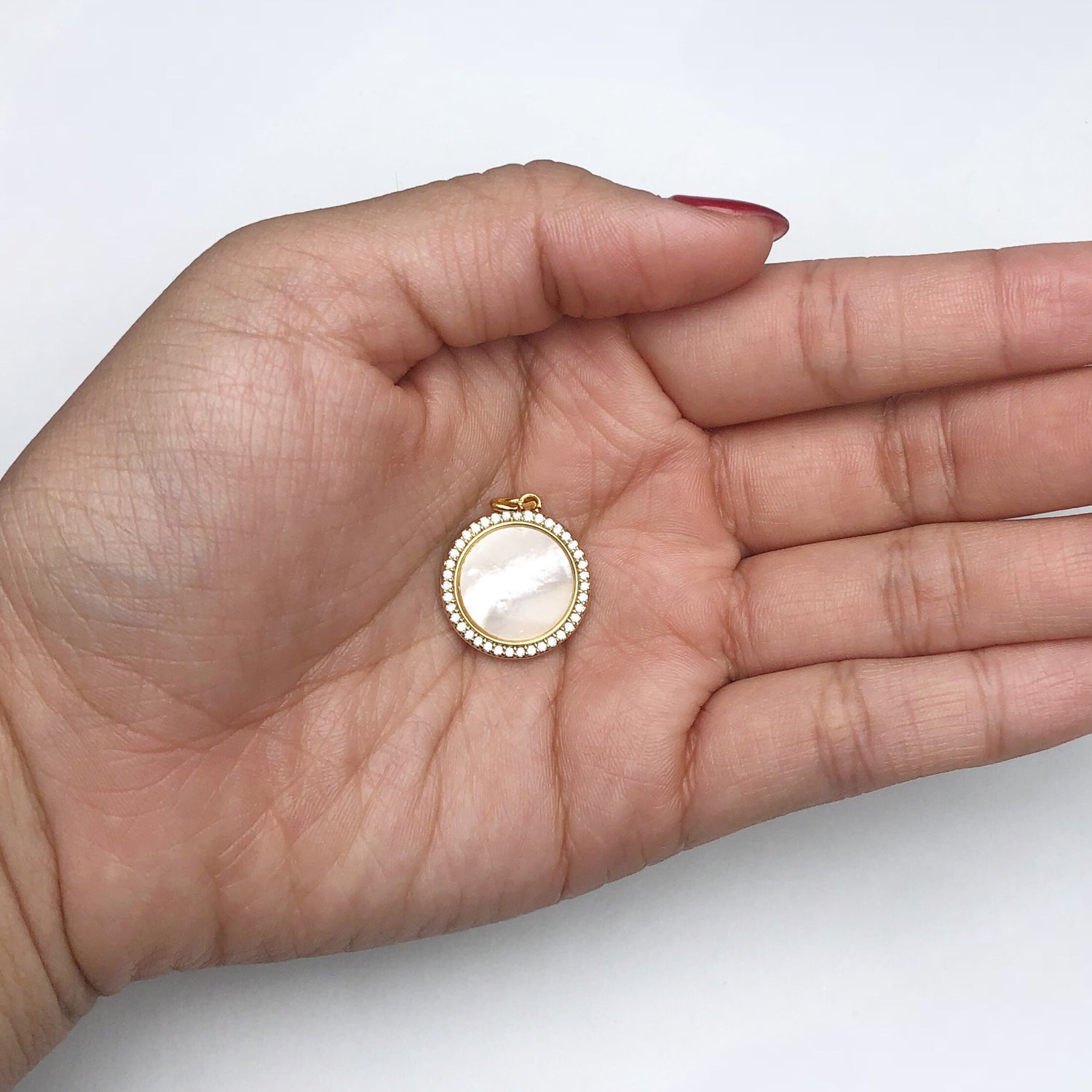 Mother of Pearl Gold Pavé Disc
