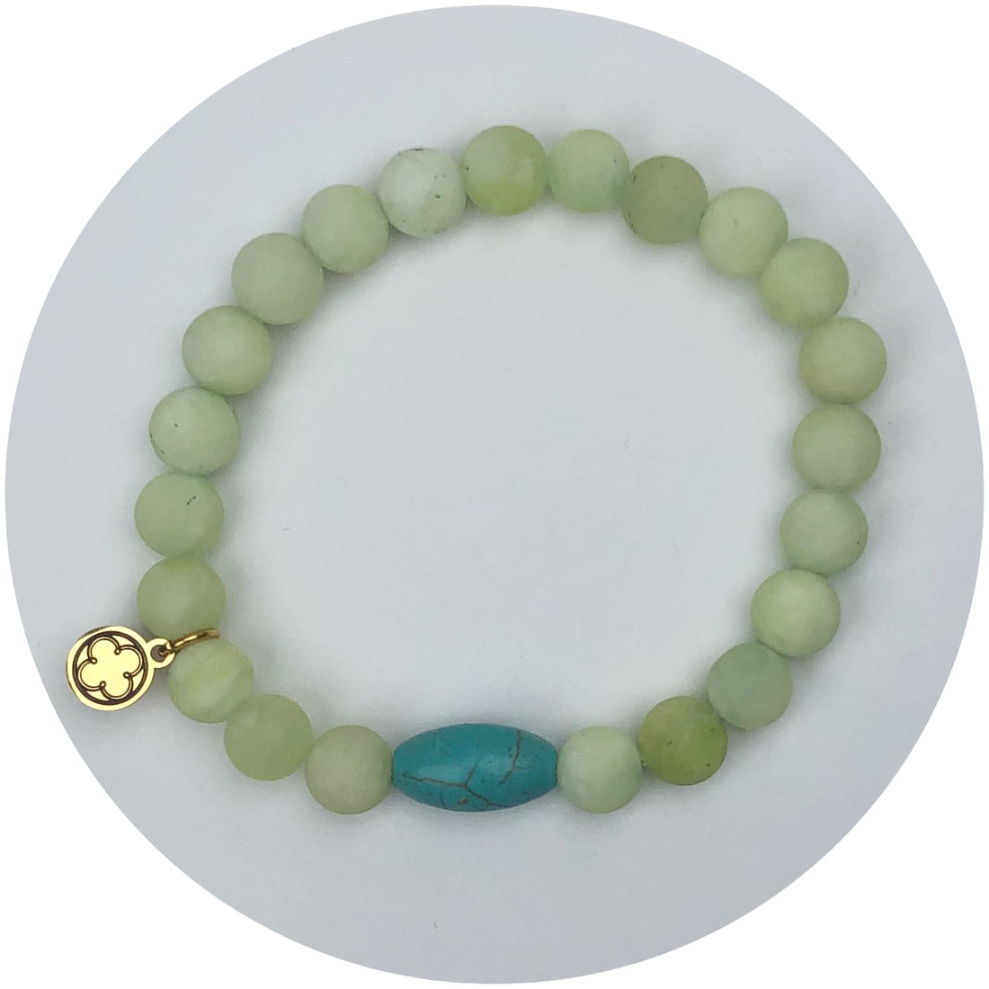 Matte Lime Green Jade with Turquoise Nugget Accent