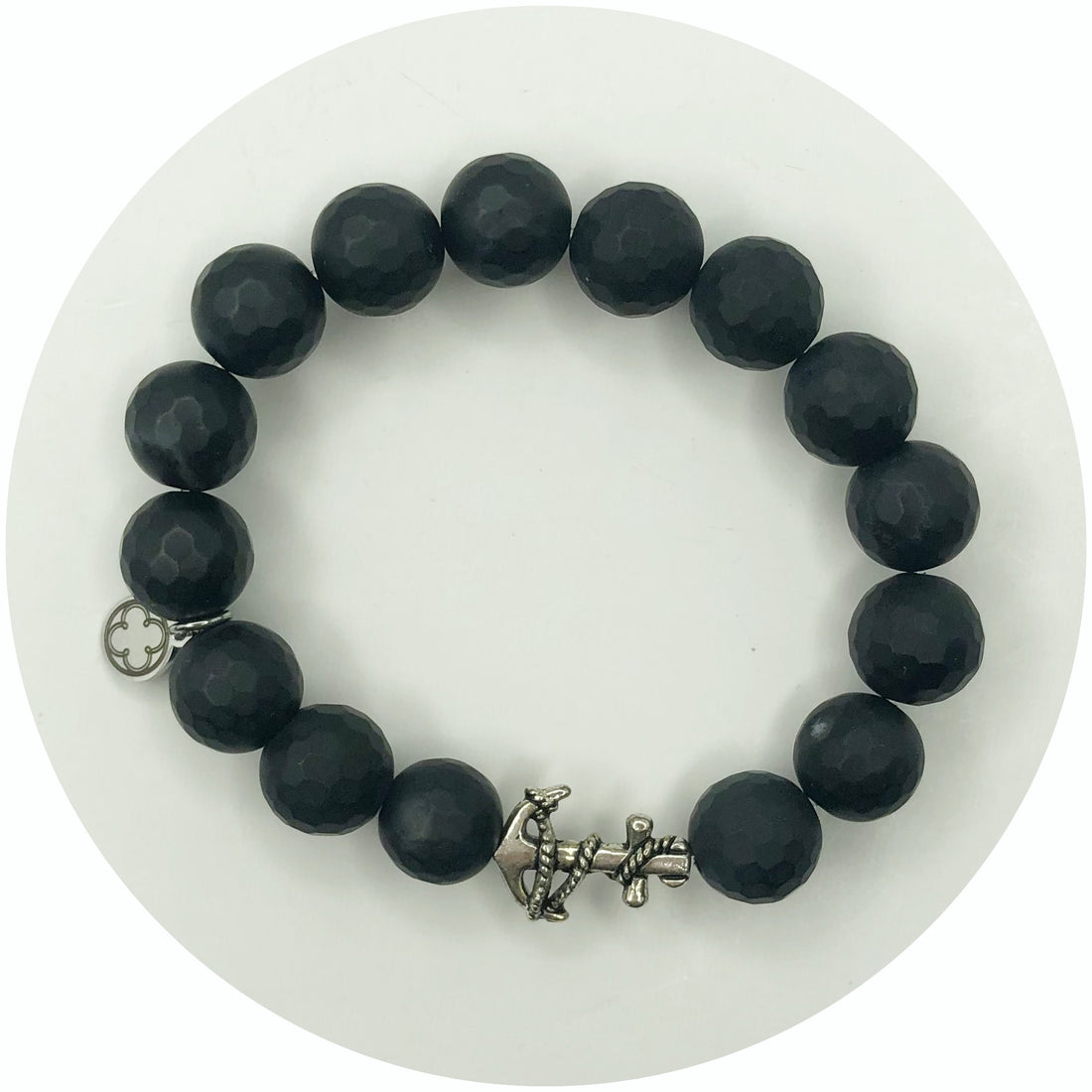 Matte Black Onyx with Silver Anchor Accent